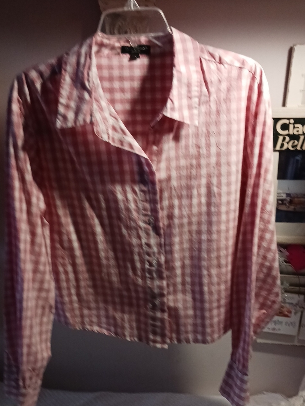 Velvet Heart ⚜️ Pink Gingham Button-Front Shirt L